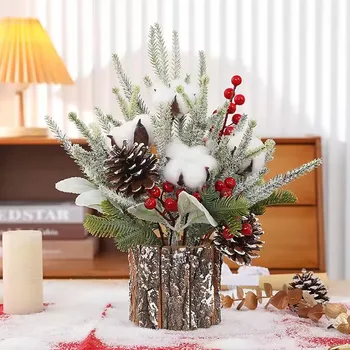 Home Decorative Artificial Christmas Tree Simulation Desktop Decoration Plant Pot Window Display Arrangement Holiday Ornament