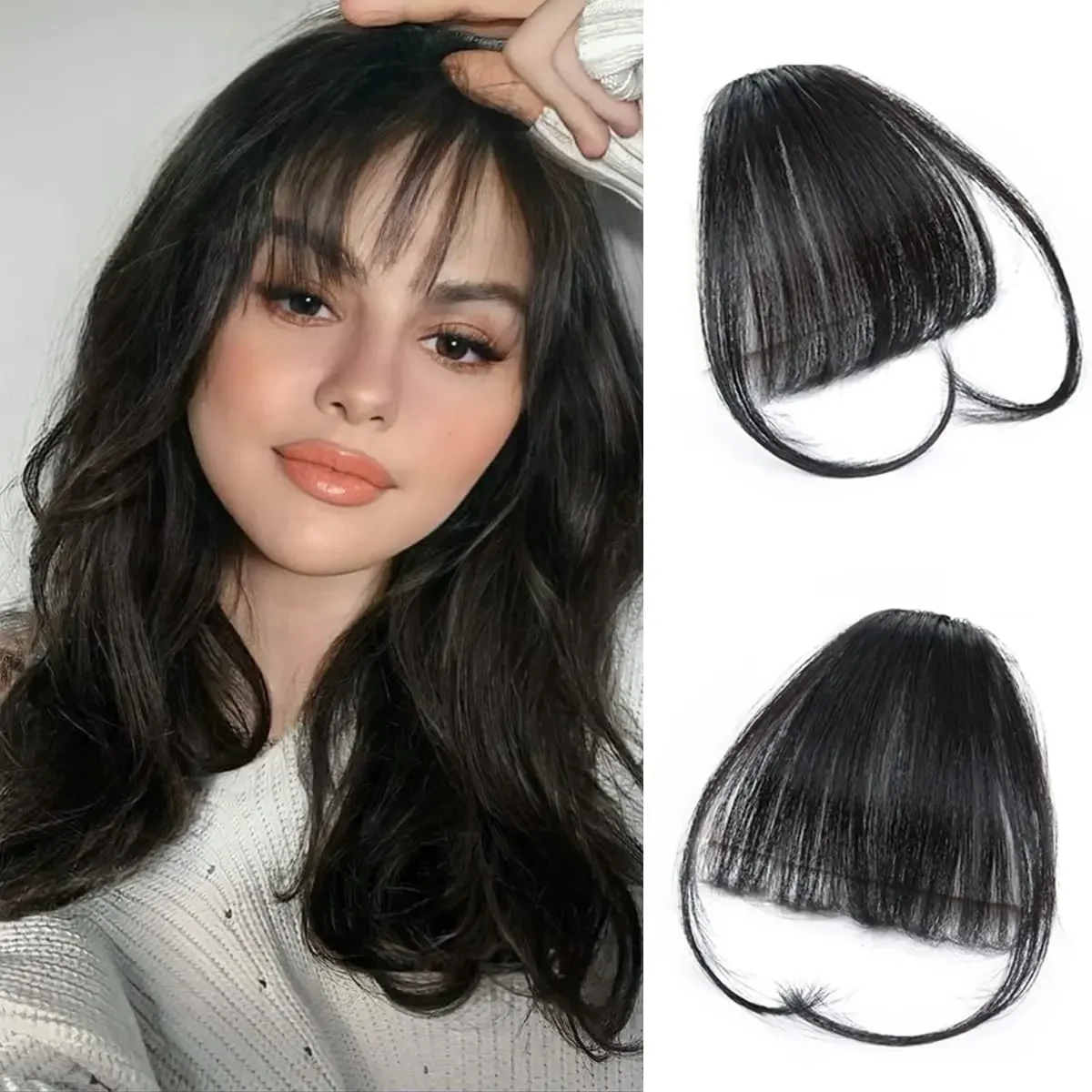 Synthetic Hair Clip In Bangs Natural Black Invisible Front Fringes Clip in Hair Air Bangs Fake For Women hair bangs