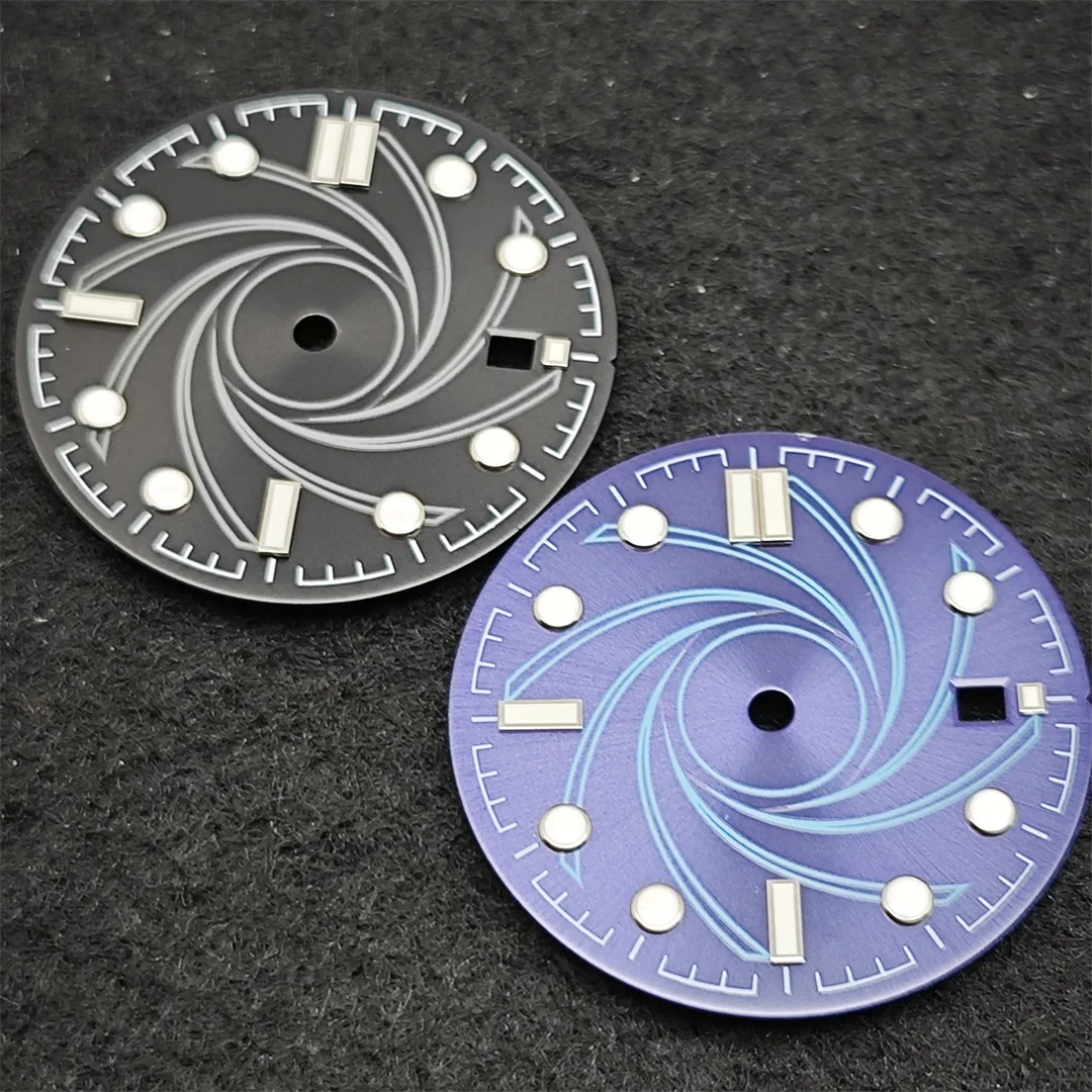 Suitable for ETA2836 Movement Watch Dial 31mm Wind Pattern Green Luminous Watch Faces with Date Accessories Repair Parts