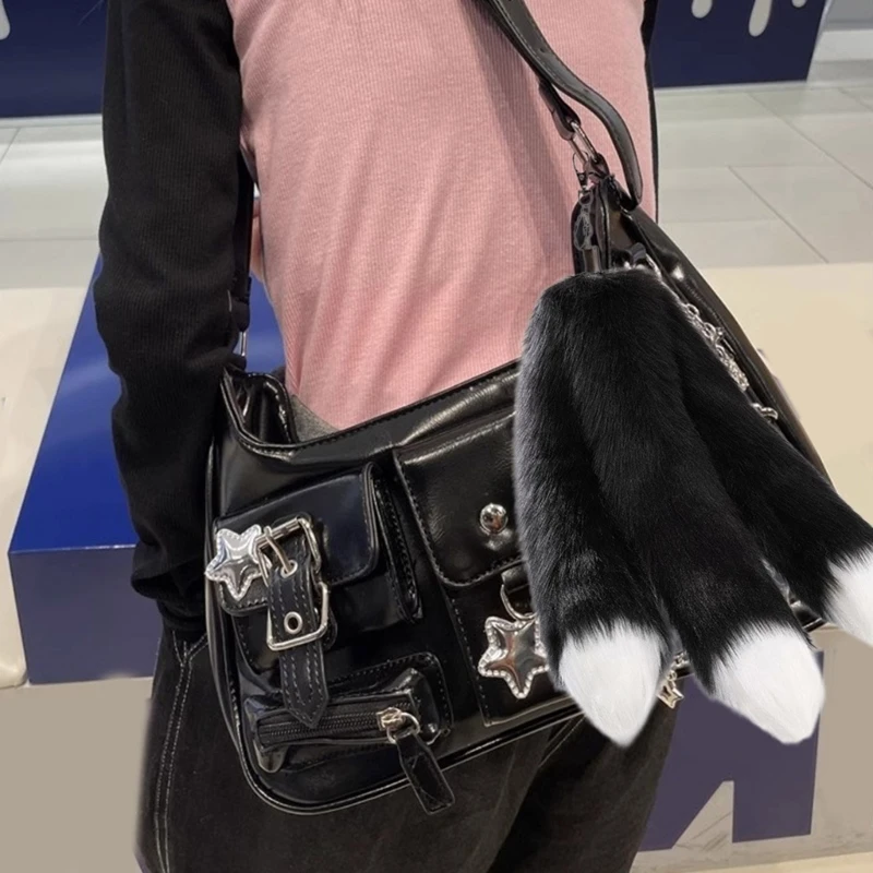 Soft Plush Tail Keychain Pendant Hanging Decoration Bag Backpack Bag Charm K3ND