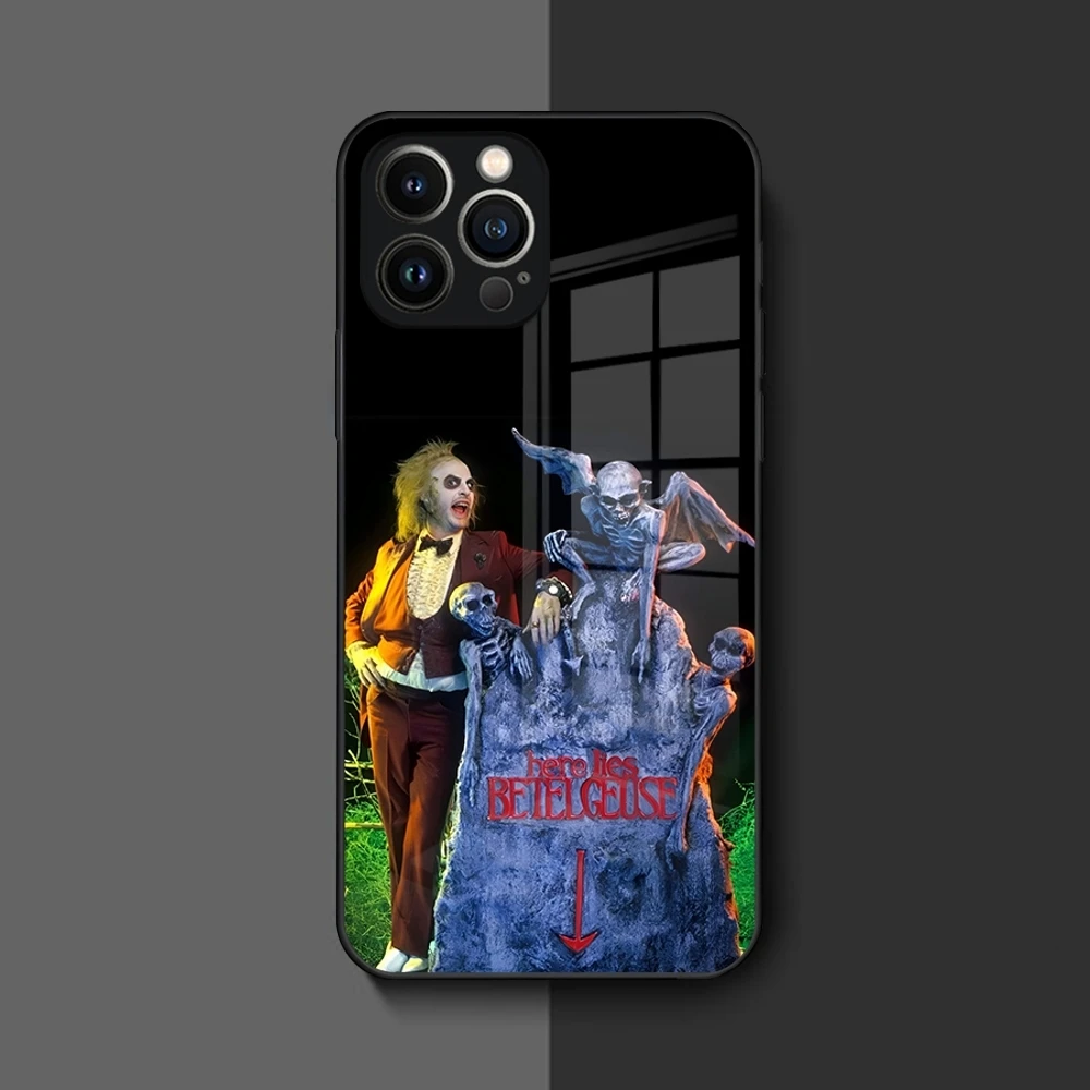 thumbnail image 1 of B-BeetlejuiceS-S 2 Phone Case for Iphone 16 15 14 12 11 13 Pro Max Mini 8 X Xr Xs Puls Black Glass Cover, 1 of 5