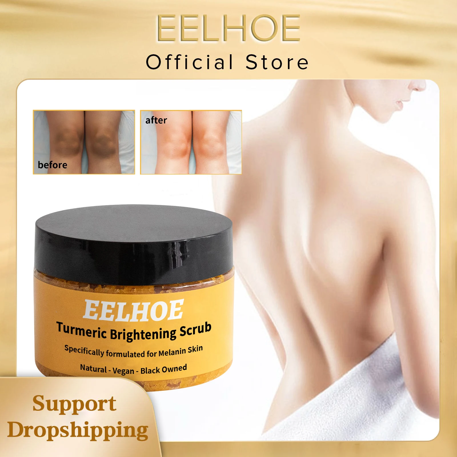 

Whitening Body Exfoliating Scrub Cream Darkness Remover Lighten Elbows Knee Deep Cleansing Moisturizing Turmeric Face Body Scrub