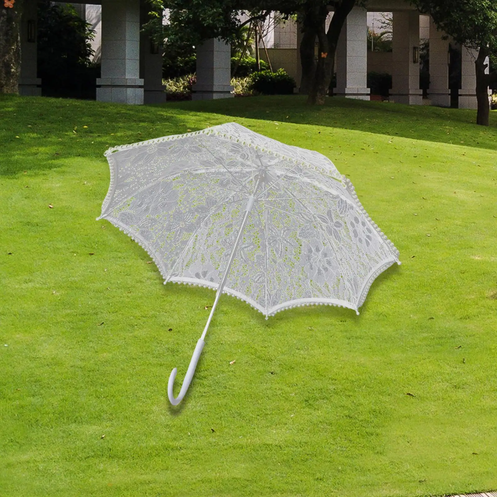 Lace Umbrella White Lolita Decoration Elegant Cosplay Hollow Parasol for Wedding