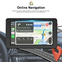 Podofo Écran tactile 7 pouces pour voiture avec Carplay et Android Auto, commande vocale, autoradio, lecteur intelligent, caméra de tableau de bord 6