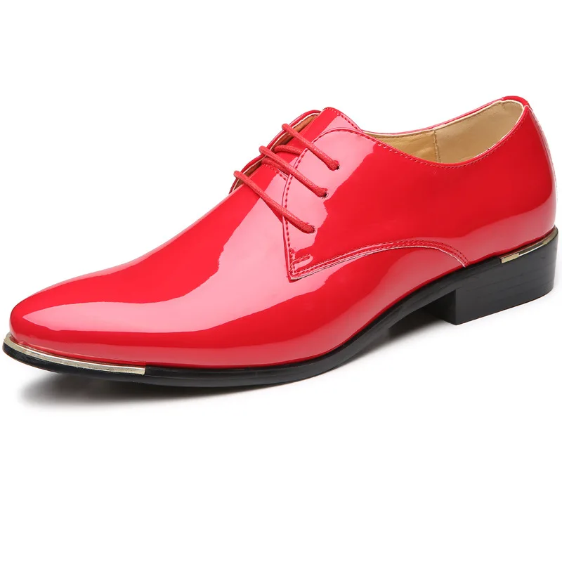 New Men's Quality Patent Leather Shoes Men Wedding Shoes Size 38-48 Black White Soft Man Dress Leather Casual mens brogue shoes
