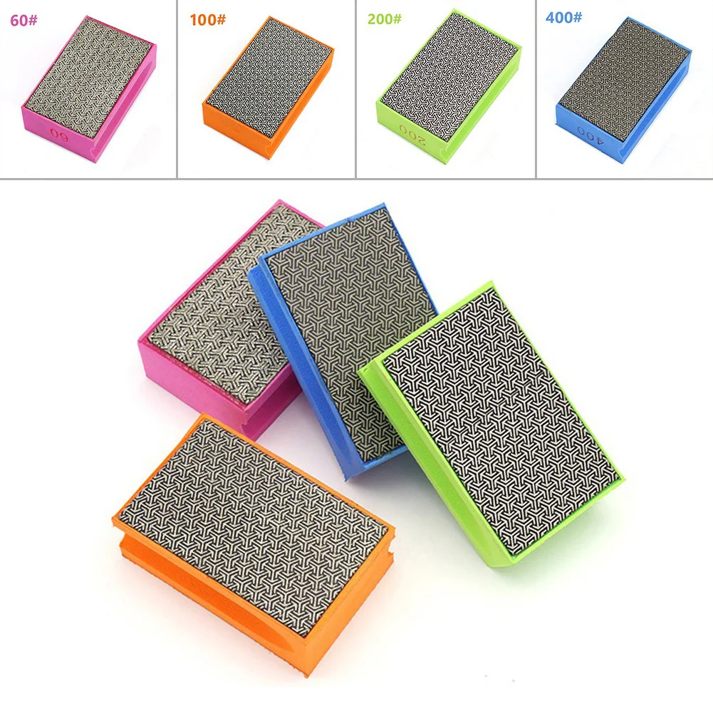 

1/4pcs Diamond Polishing Hand Brush Pad 90x55mm #60-3000 Grits For Granite Marble Concrete Glass Grinding PolishingTools