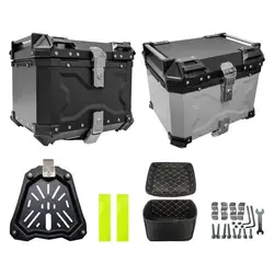 Large Motorcycle Trunk 45L Aluminum Motorcycle Trunk Box For Travel Universal Motorcycle Tail Box Reusable Trunk Tour Storage
