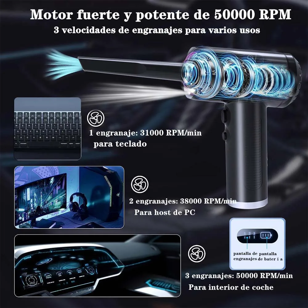 Soplador de aire comprimido para computadora - Sin aire comprimido puede -  Reemplazar plumeros de aire enlatado -Limpiador de teclado - Plumeros de