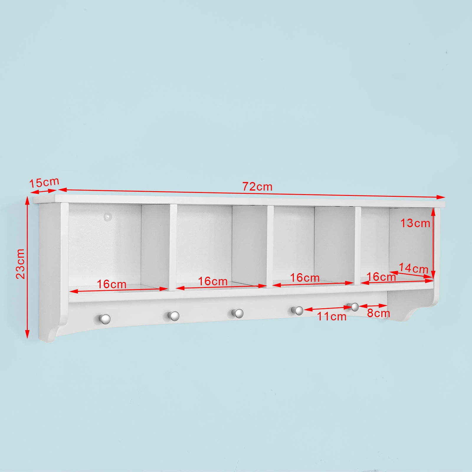 SoBuy FRG48-L Wandgarderobe Hängeregal Badezimmerschrank mit 5 Haken Wandhaken B 72cm – Detail 1