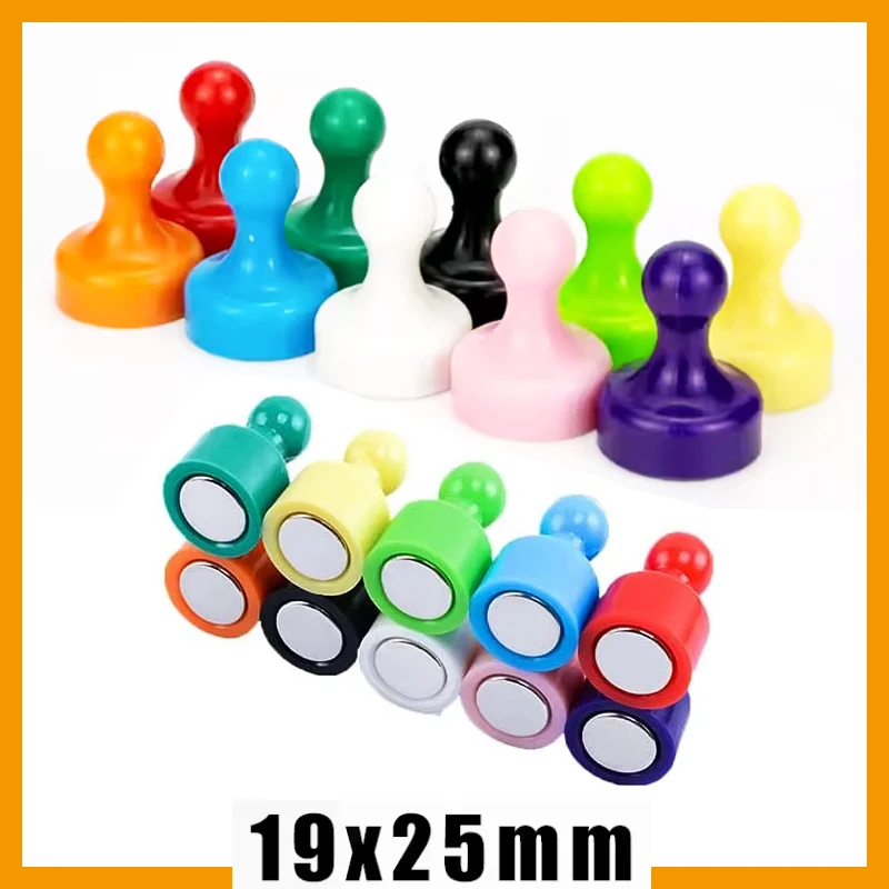 19X25mm 5/10/15/20/25pcs Multicolored Chess Push Pin Strong Round Magnets Thumbtack Fridge Kitchen Whiteboard Craft Diy Magnet