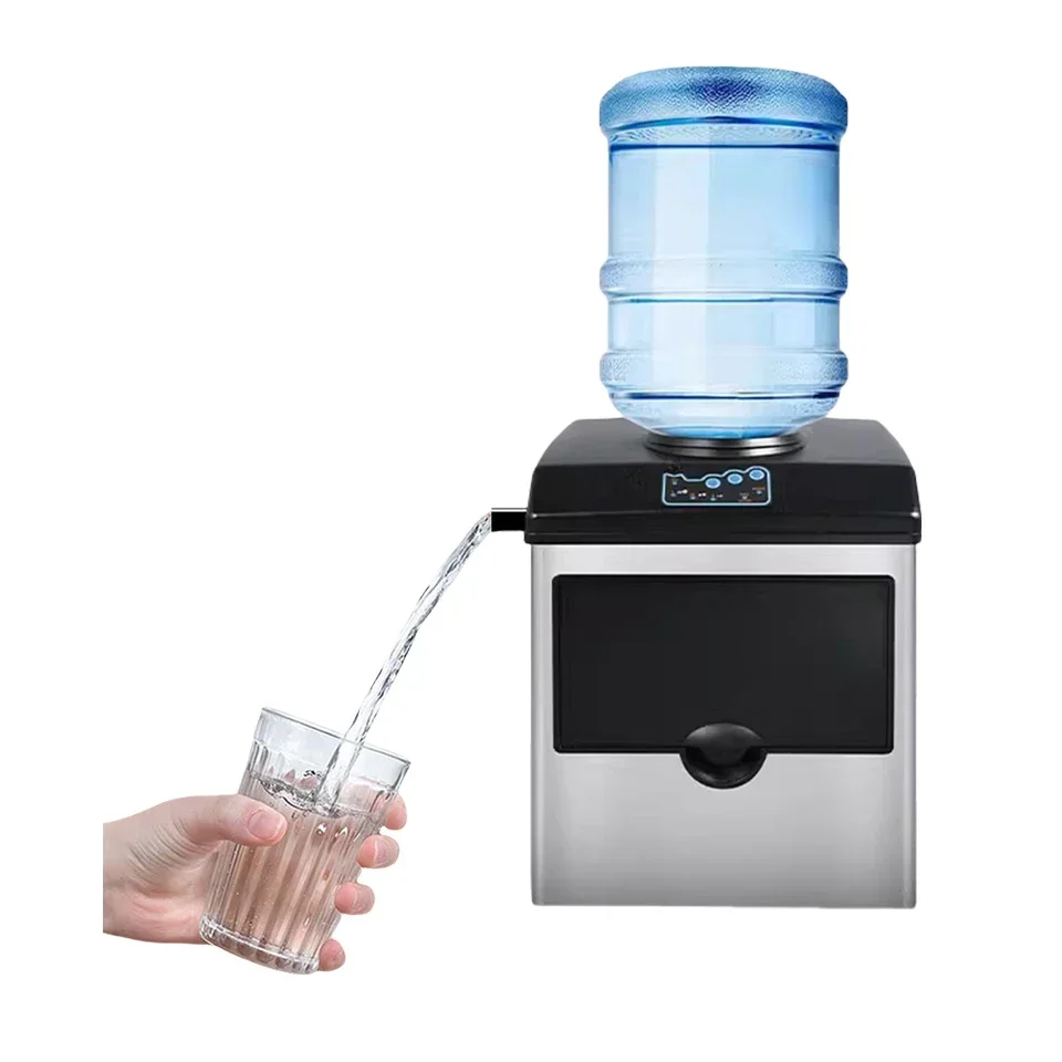 HZB25 Compact Countertop Ice Maker, 30kg in 24Hrs, 12 Bullet Ice Cubes Lightweight Portable Basket, with Cold Water Valve