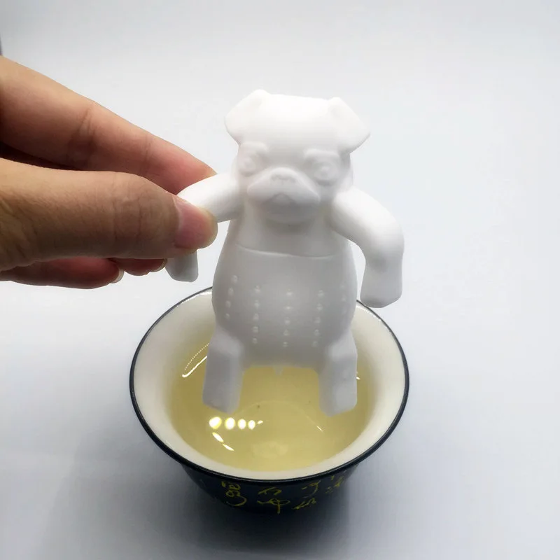 Cute Silicone Pug Dog Tea Infuser Tea Filter Diffuser Reusable Tea Strainer Spice Loose Tea Leaf Herbal Tool Tea Accessories