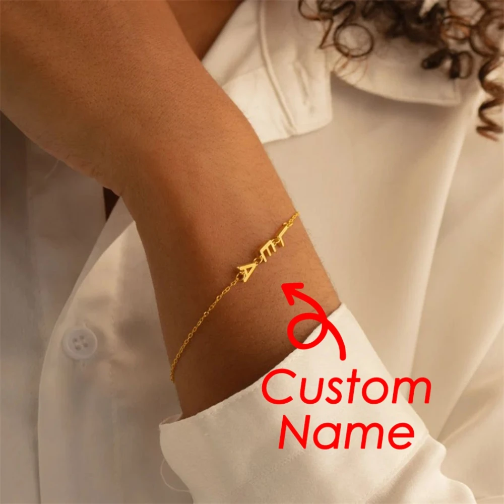 

Personalized Simple Name Bracelet Women Girls Stainless Steel Chain Letter Customized Charm Bracelets Custom Unique Jewelry Gift