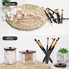 3pcs Swabs Holder Bathroom Container, Storage Box Cotton Ball/Swabs Dispenser, Apothecary Jar Organizer for Storage Wood Lids 5