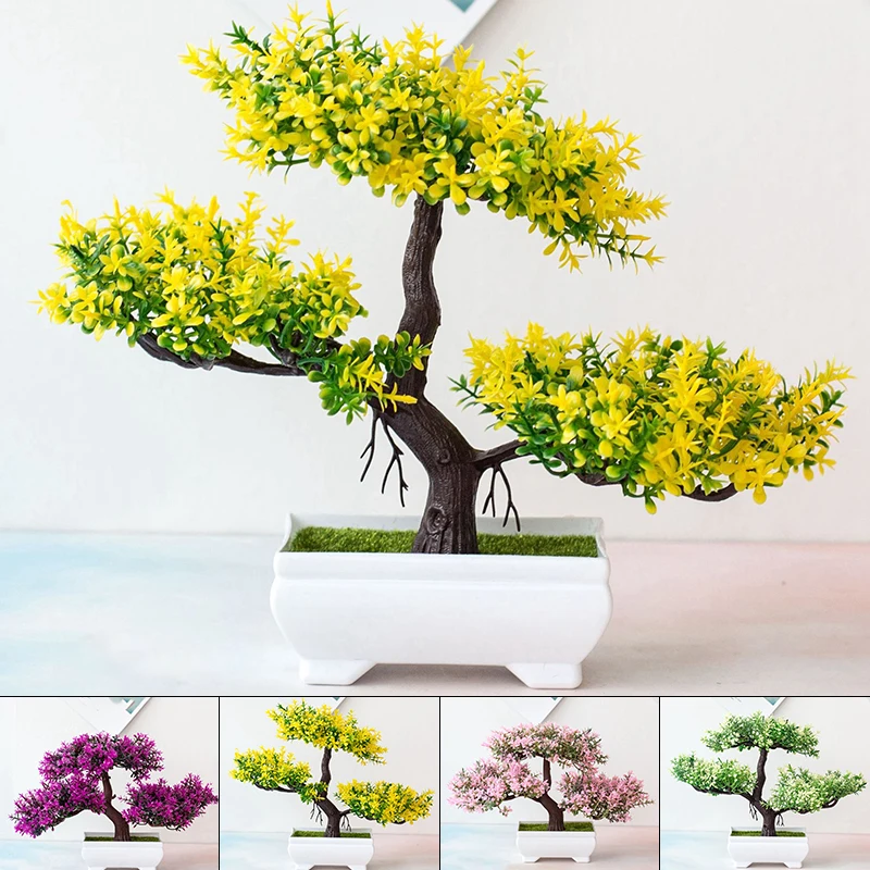 

Fake Artificial Pot Plant Bonsai Potted Simulation Pine Tree Plastic Pot Plant Shopping Mall Accessories Home Decorations