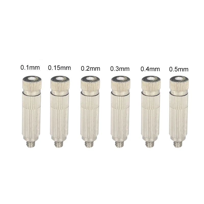 10PCS High Pressure Spray Nozzle Dry Fog Mist Ceramic Spray Core Nozzle For Humidification Cooling Nickel Plated Brass 0.1-0.8mm 4