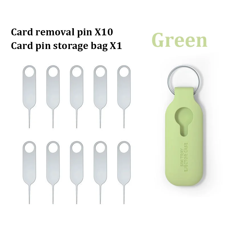 Sim Card Tray Ejector Eject Pin Key 10pcs + 1pc Rubber Storage Bag Set Removal Tool For IPhone Huawei Xiaomi Redmi Color Random