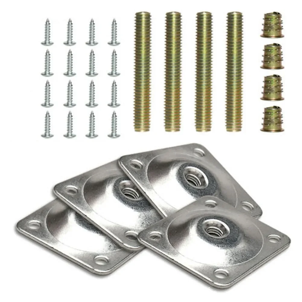 Furniture Leg Pads Furniture Hinge Connector 4 Metal Leg Fixing Mounting Plates Feet Angled Level Brackets for Table Sofa Chairs