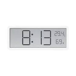 Enhanced Digital Wall Clock with LCD Screen Display and Temperature/Humidity Monitor (White)