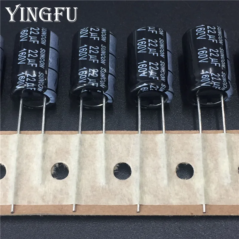 

20pcs/Lot 22uF 160V SUNCON(SANYO) FAZ series 10x16mm 160V22uF Low Impedance Aluminum Electrolytic Capacitor
