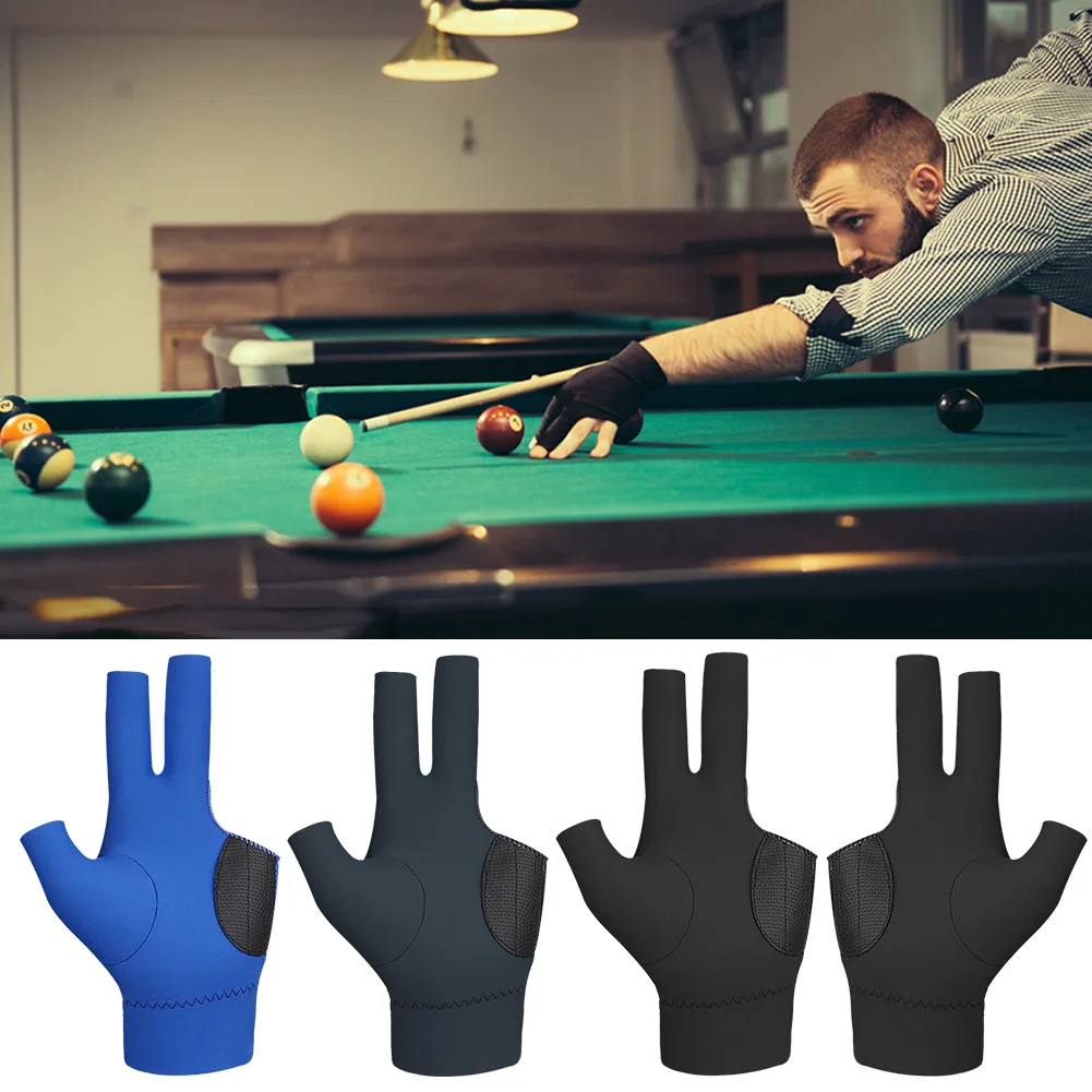 3 Fingers Pool Gloves Batting Gloves Ultra Silky Left/Right Hand Breathable Anti Slip Elastic Snooker Billiard Training
