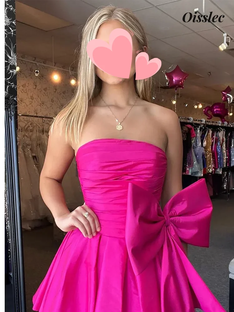 

Элегантное винтажное пикантное милое розовое платье Oisslec с бантом и рюшами, вечернее платье для выпускного вечера