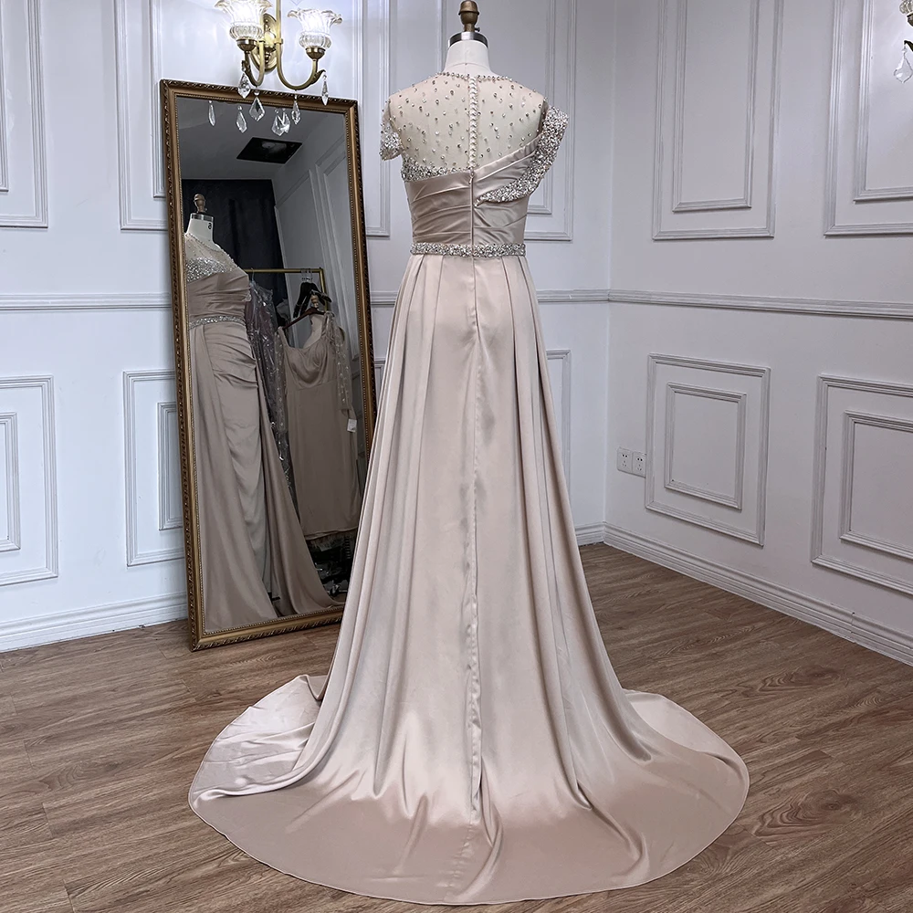 【REQINS】 Hally_Nude (Satin) Birdie Grey Shiny Satin Neutral Champagne Bridesmaid Dress