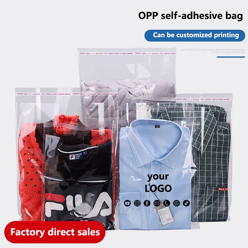 Glass bag opp toy shirt packaging bag tape seal transparent packaging clothing ziplock