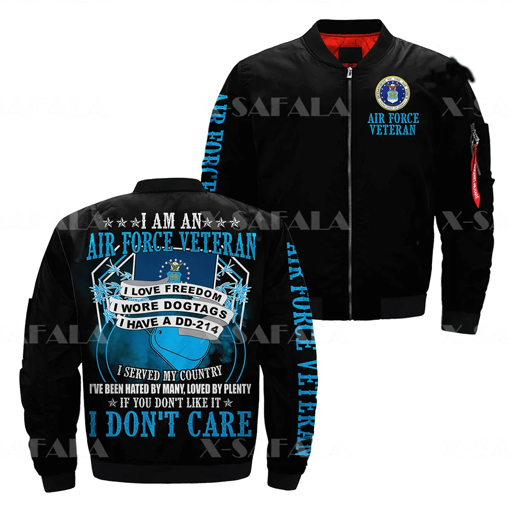 VIETNAM ERA VETERAN OF AMERICA  Mens Unisex 3D Bomber Print Zipper Flight Jacket Casual Harajuku Women Streetwear Thick Coats