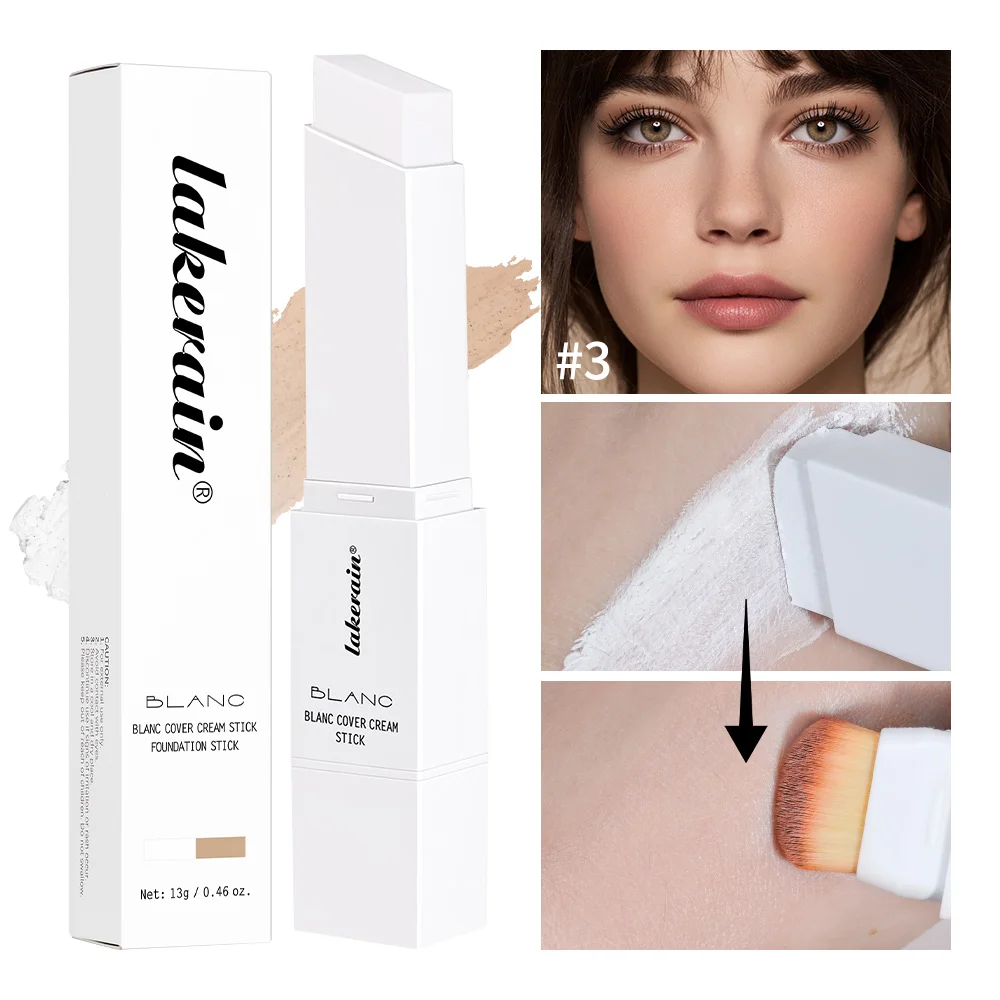 Foundation Stick mit Farbwechselfunktion und abnehmbarem Pinsel, Blanc Cover Cream Stick, hochdeckende Make-up-Basis_voghion.com