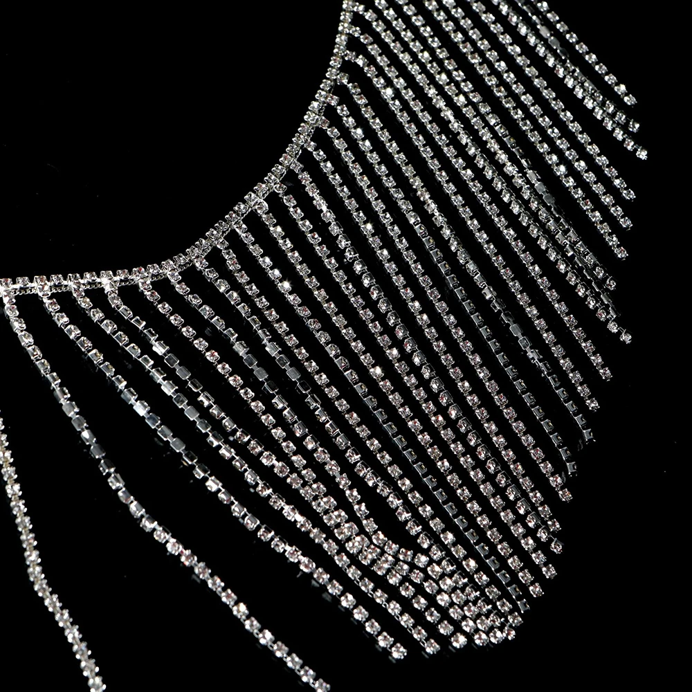 

12CM Tassel Diamond Chain for Women Luxury Fashion Rhinestone Chain DIY Jacket Jeans Skirt Chain Accessorie