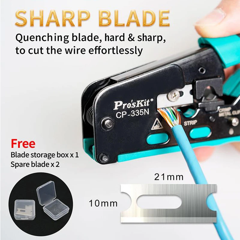 Pro'skit CP-335N CAT7 Modular Plug Crimping Tool Network Crimping Plier Cable Clamp RJ-45 RJ11/RJ12 Wire Stripper 6
