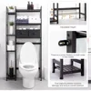 Over The Toilet Storage with Basket and Drawer, Bamboo Bathroom Organizer with Adjustable Shelf & Waterproof Feet Pad 5