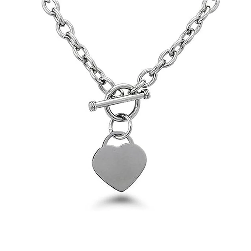 Edelstahl-Herz-Charm-Kabelkette, Armband, Halskette, Set mit Knebelverschluss, Punk-Rock-Kragen-Halskette für Damen und Herren