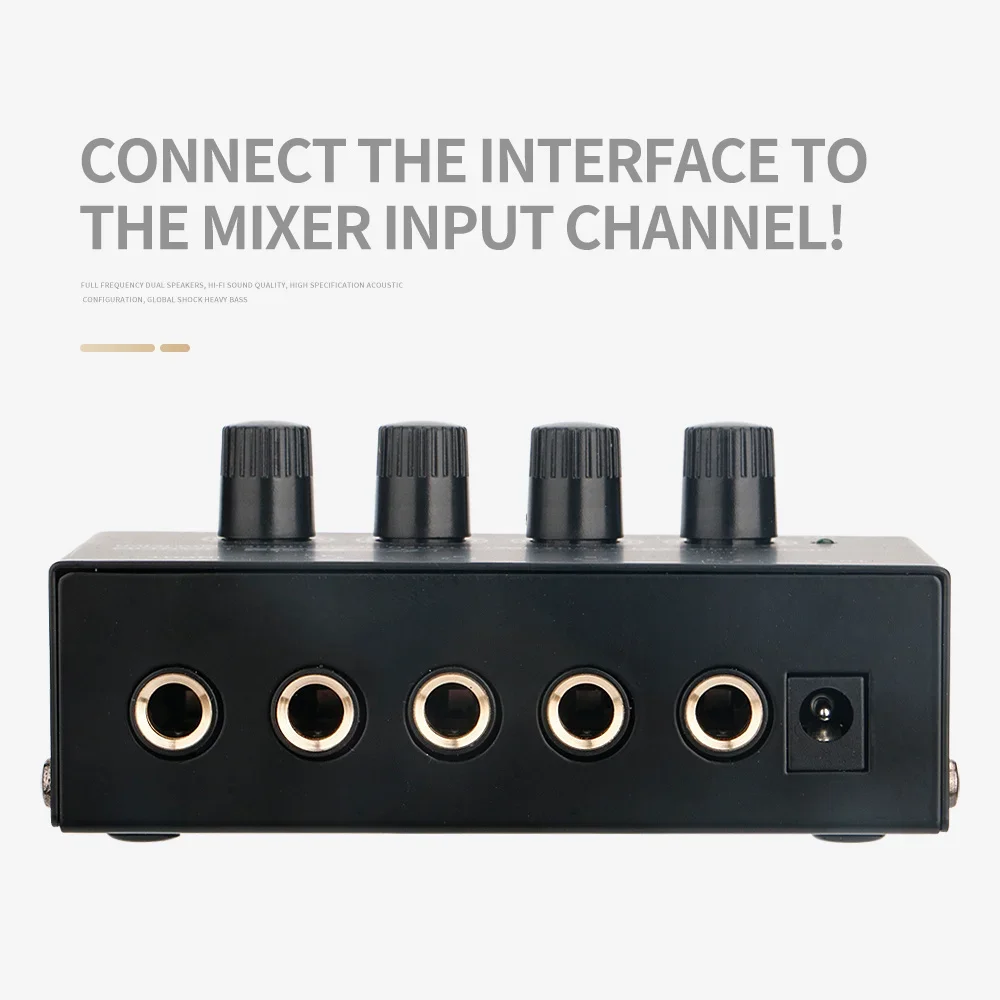 Headphone Amplifier Stereo Amplifier Audio Amp Adapter Audio Amplifier Board Ultra-Compact 4 Channels Mini Headphone Amplifier With Power Adapter 10MHz Earphone Amp for Music