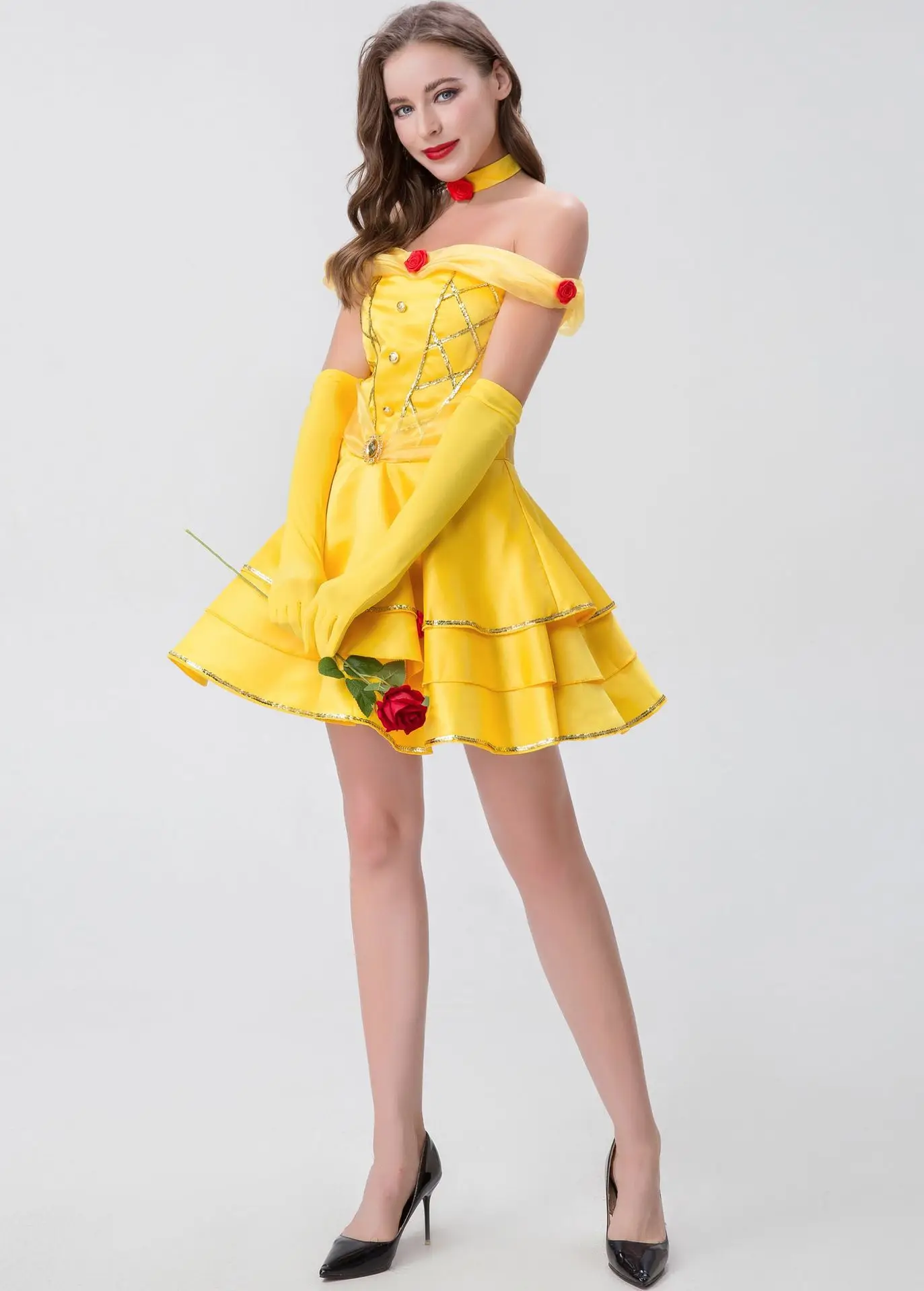 Princess Cosplay Costume Adult Belle Fairy Tale Fancy Dress