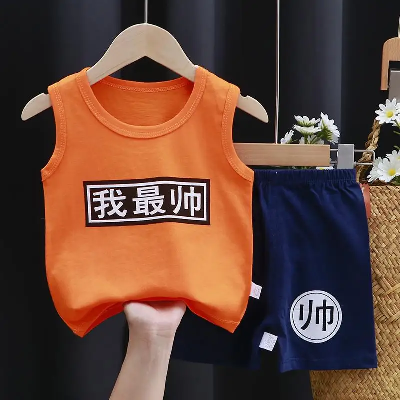 Brand Summer Clothing Toddler Outfit Baby Boy Clothes Set Sleeveless Vest+shorts 1 2 3 4years Old Kids 2pcs/set Girls Vest Sets small baby clothing set	 Baby Clothing Set