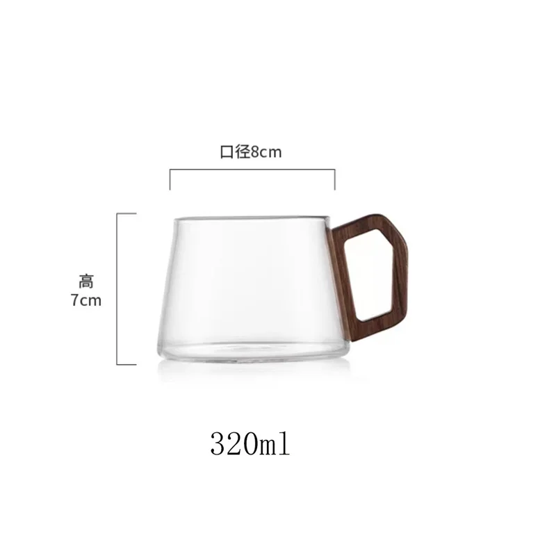 Borosilicate Glass Coffee Cup with Wooden Tray - ك...