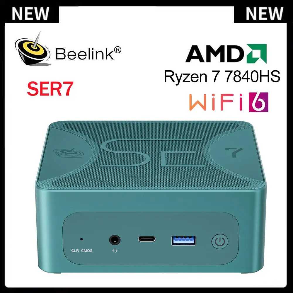 

Beelink Mini PC SER7 AMD Ryzen 7 7840HS DDR5 32GB 1TB PCIe4.0 SSD Radeon 780M Quad Display USB4 Home Desktop Computer 65W TDP