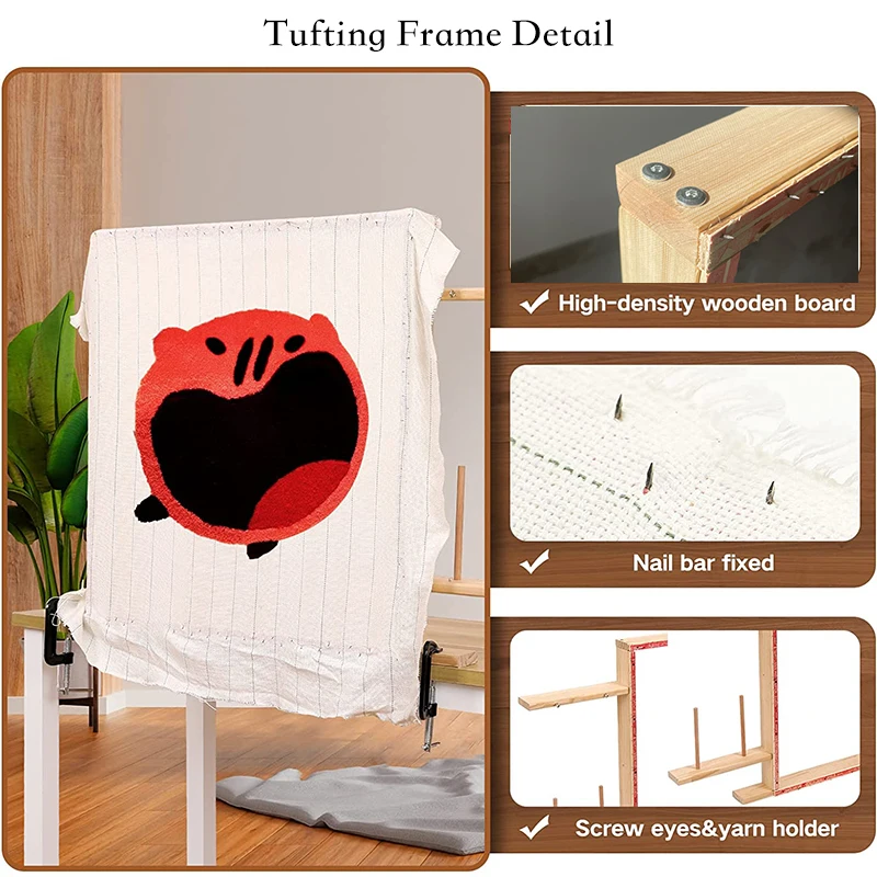 Rug Tufting Frame with Table Clamp, Tufting Frame for Rug Making, Large  Tufting Gun Frame Kit, Rug Gun Wooden Frame for High-Speed Weaving of  Carpets