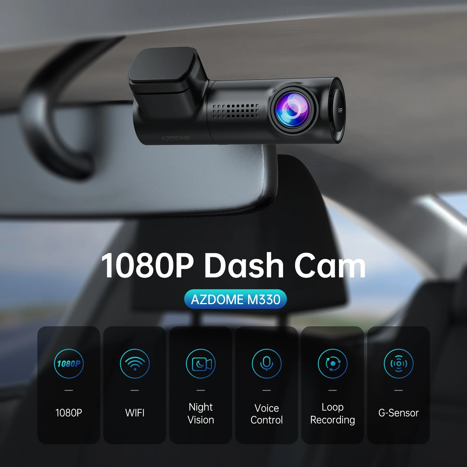 AZDOME ADAS Dash Cam Front And Rear, 4K 2.5K UHD Dash Camera For Cars, 64GB Card Included, Voice Control, Bulit-in 5.8GHz Wi-Fi GPS, 3.19'' IPS Screen Dashcam, Night Vision, 24H Parking Mode