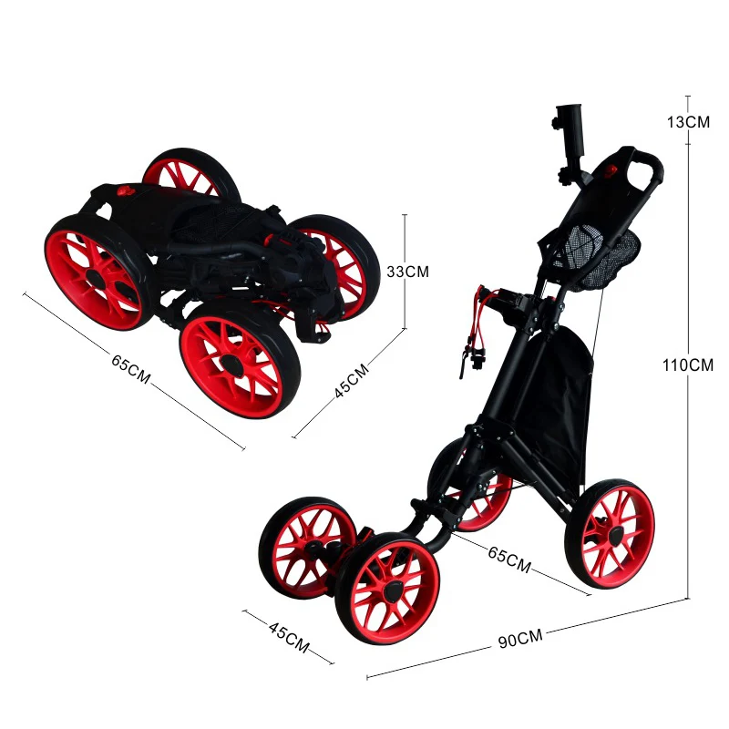 Foldable Golf Trolley Cart with Wheels Multi-Functional Golf Bags Push Carts No Clectric Outdoor Golfs Carrier Car XA360Q