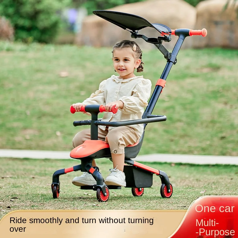 

4 In 1 Baby Car Kids Scooter Anti Rollover Outdoor Ride On Toy Multifunctional Baby Walker Trolley Four Wheel Balance Vehicle