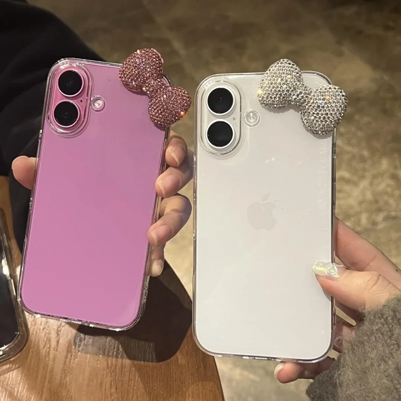 Luxury Bling 3D Diamond Bowknot Phone Case - Lovely Soft Clear Cover