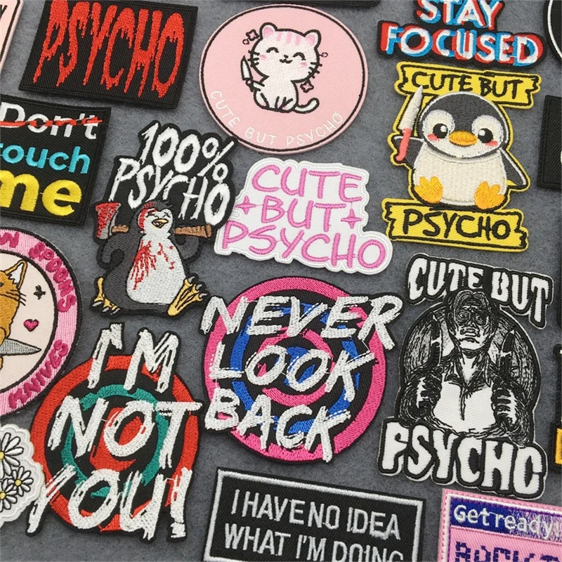 Cartoon Tier gestickte Patches für Kleidung Thermo kleber Patches Brief Patch Eisen auf Patches DIY Jacken Nähen Aufkleber