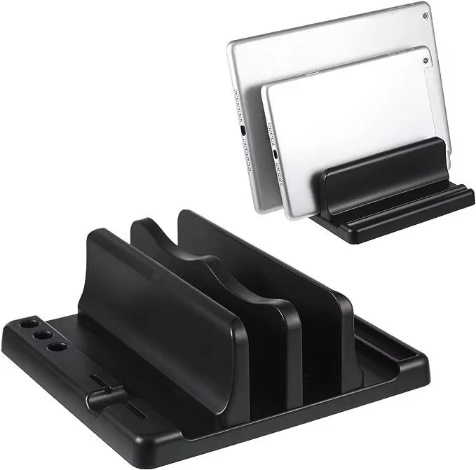 Supporto per laptop verticale in ABS per ufficio, salva spazio sul desktop, facile da posizionare, accessori per computer, larghezza regolabile, organizer da scrivania.