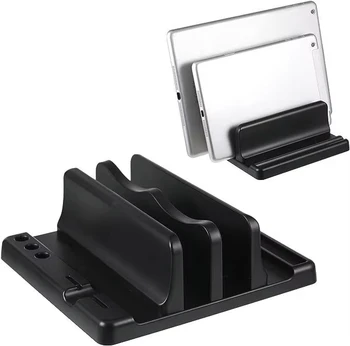 Supporto per laptop verticale in ABS per ufficio, salva spazio sul desktop, facile da posizionare, accessori per computer, larghezza regolabile, organizer da scrivania.