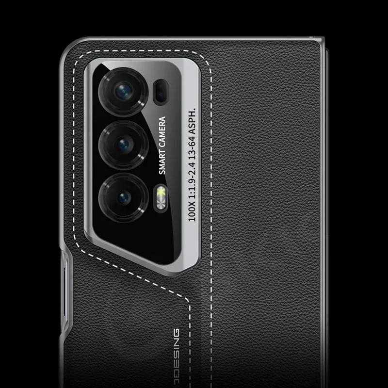 Shockproof Armor PU Leather Case For Honor Magic V2 With Outer Glass Protector B