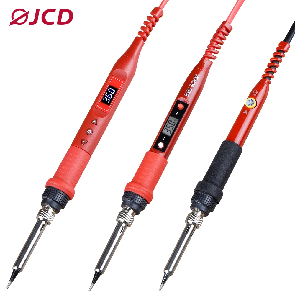 JCD Soldering Iron 908 Series 60W/80W Multi-function Button Adjustable Temperature 110V/220V LCD Digital Display Welding Tools electric soldering iron kit