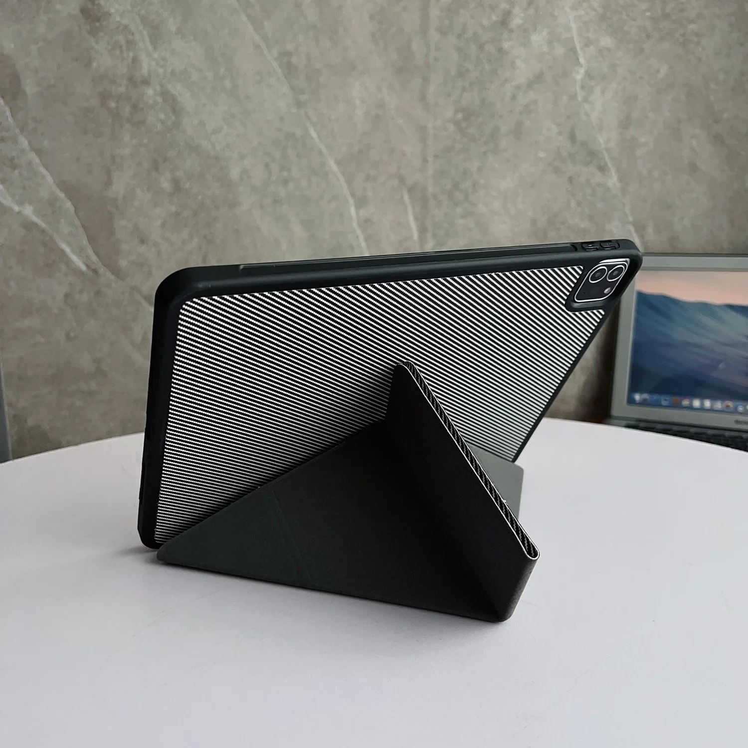 Elegant Y-Fold Leather Stand Case with Pen Slot